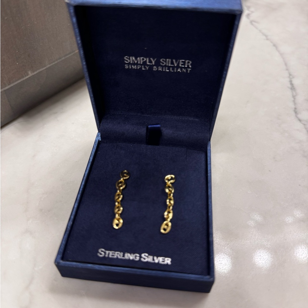 Simply Silver Gold Chain Earrings